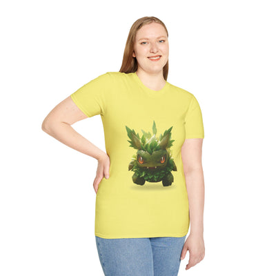 Cute Nature-Inspired Unisex Softstyle T-Shirt with Leaf Monster Design