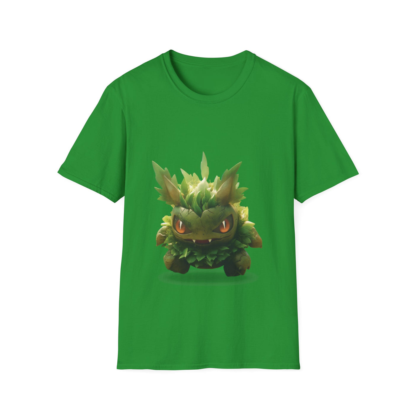 Cute Nature-Inspired Unisex Softstyle T-Shirt with Leaf Monster Design