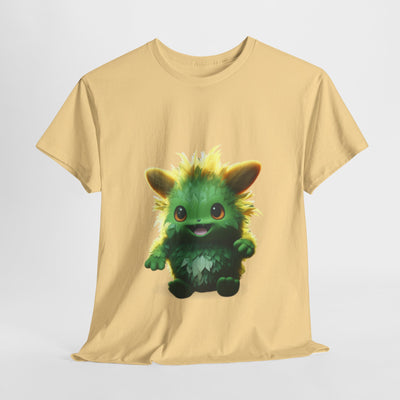 Cute Green Creature Unisex Heavy Cotton Tee | Fun Graphic Tee for Kids & Young Adults