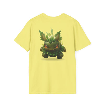 Cute Nature-Inspired Unisex Softstyle T-Shirt with Leaf Monster Design