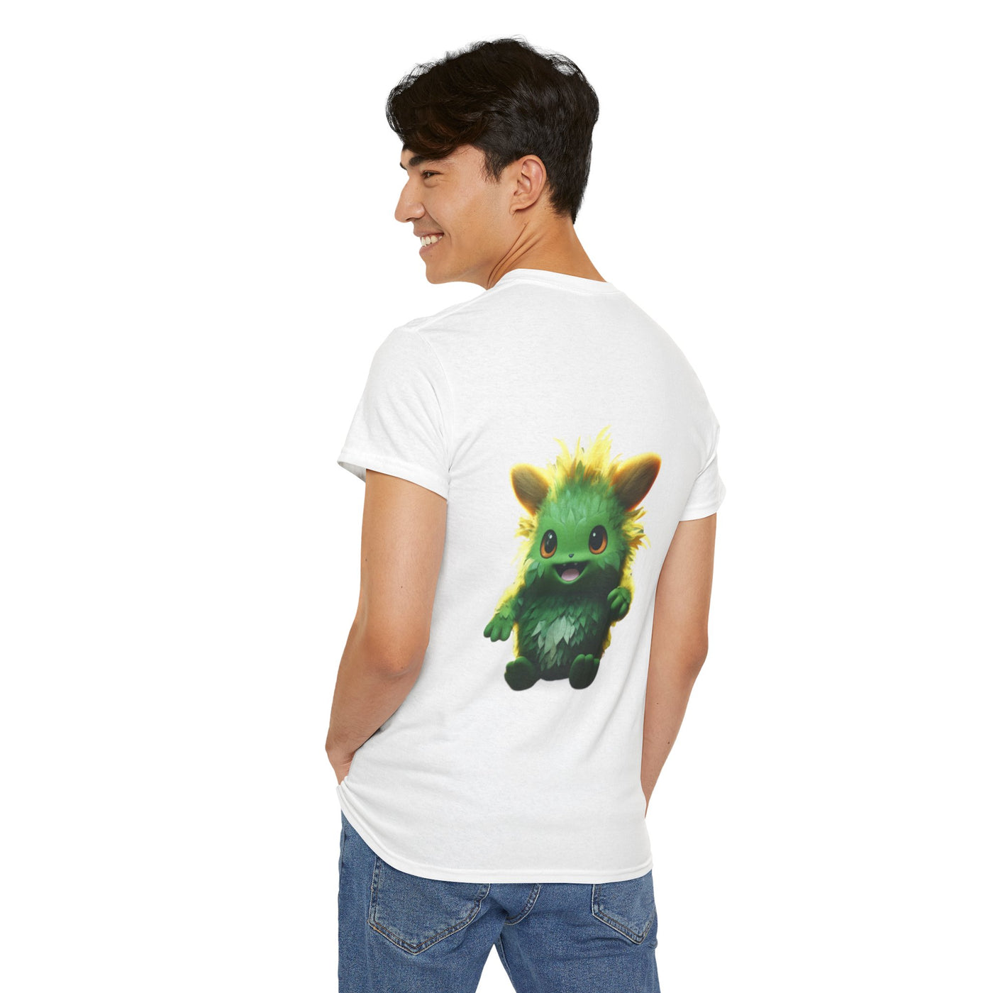 Cute Green Creature Unisex Heavy Cotton Tee | Fun Graphic Tee for Kids & Young Adults
