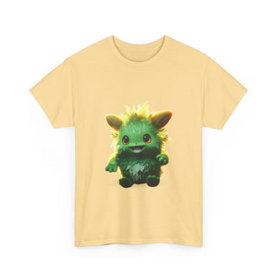 Cute Green Creature Unisex Heavy Cotton Tee | Fun Graphic Tee for Kids & Young Adults