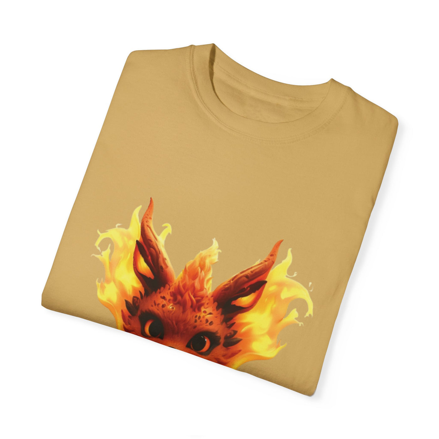 Unisex Garment-Dyed T-Shirt with Fiery Fantasy Creature Design