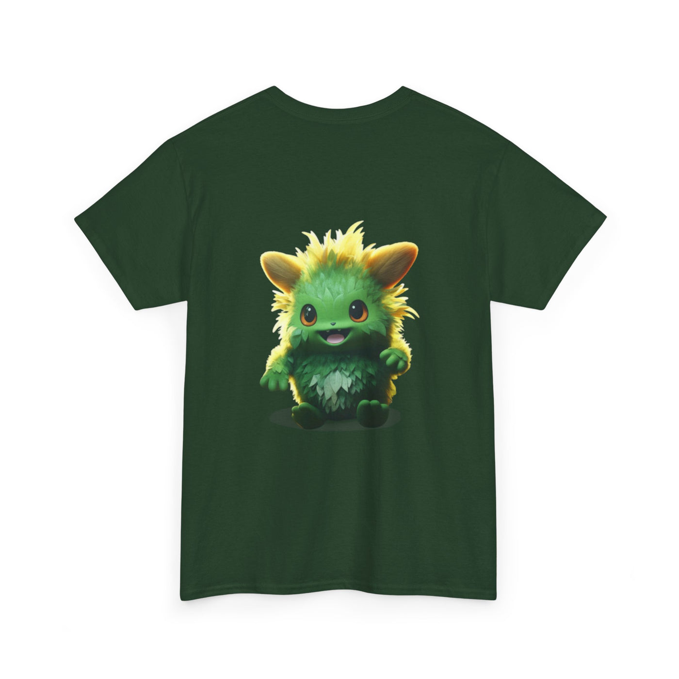 Cute Green Creature Unisex Heavy Cotton Tee | Fun Graphic Tee for Kids & Young Adults