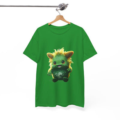 Cute Green Creature Unisex Heavy Cotton Tee | Fun Graphic Tee for Kids & Young Adults