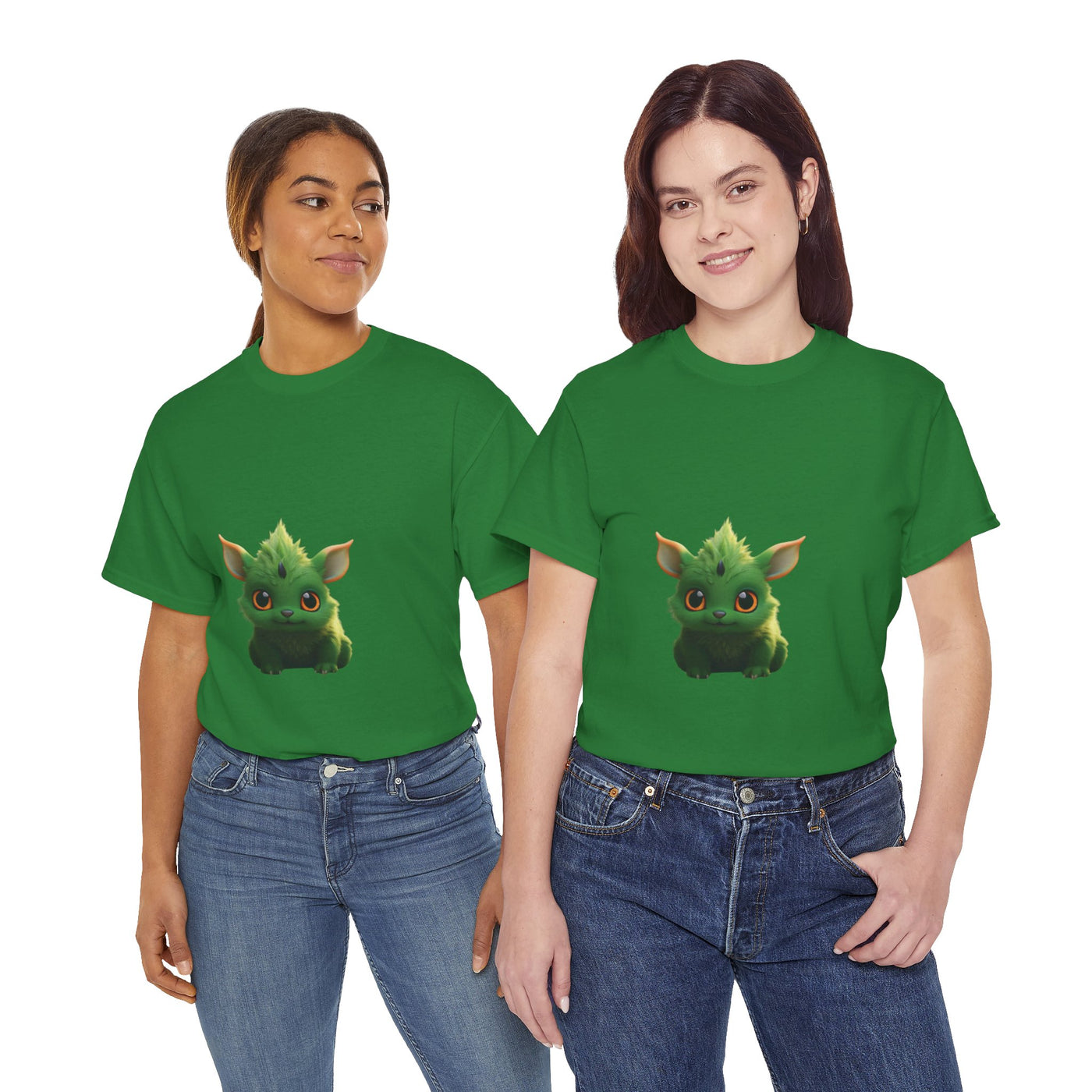 Cute Green Creature Unisex Heavy Cotton Tee