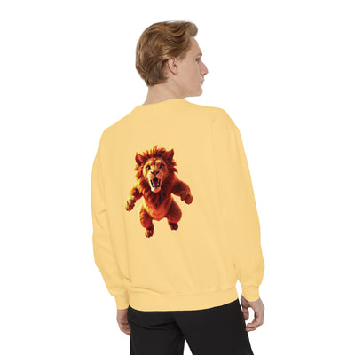 Playful Lion Graphic Unisex Sweatshirt - Garment-Dyed Comfort