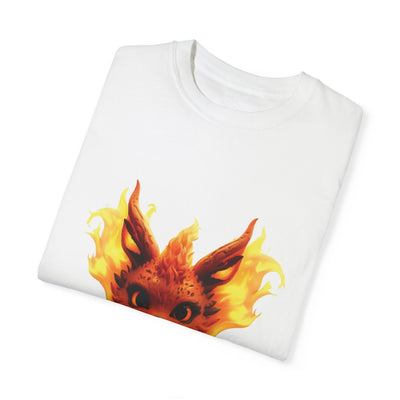 Unisex Garment-Dyed T-Shirt with Fiery Fantasy Creature Design