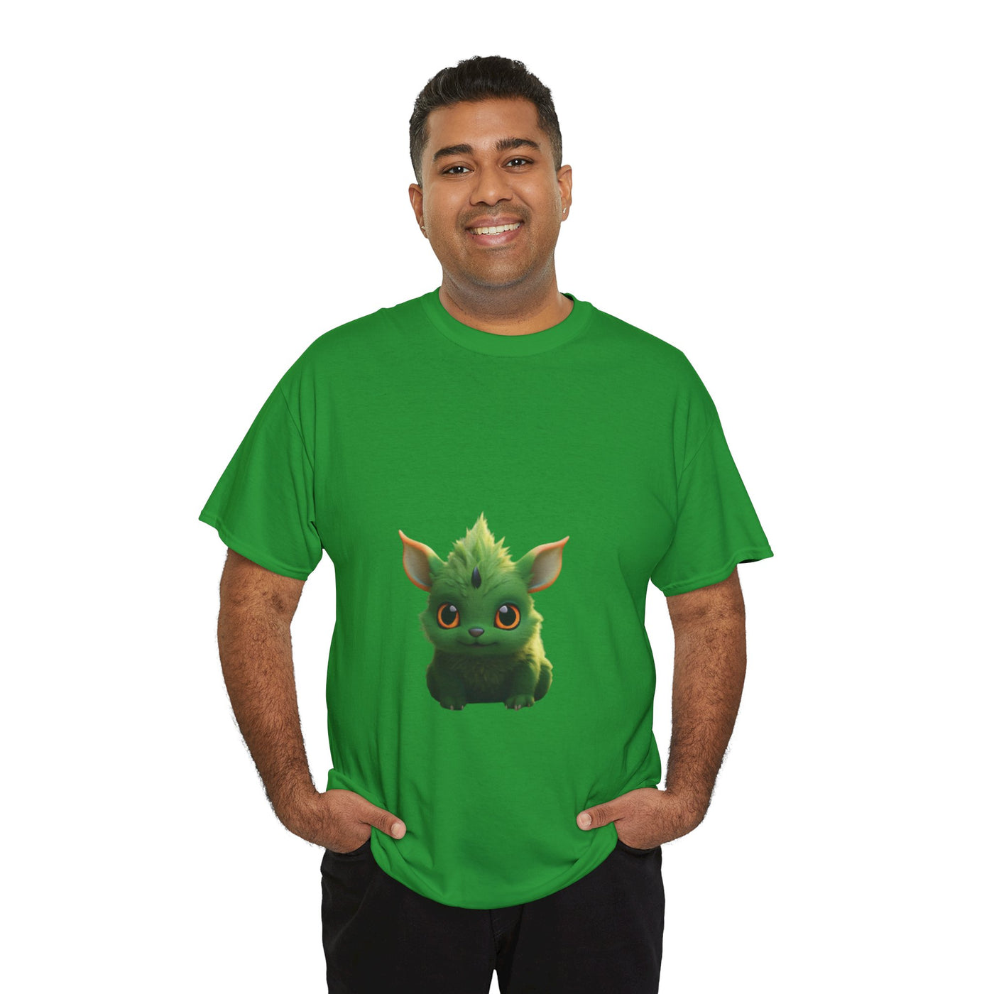 Cute Green Creature Unisex Heavy Cotton Tee