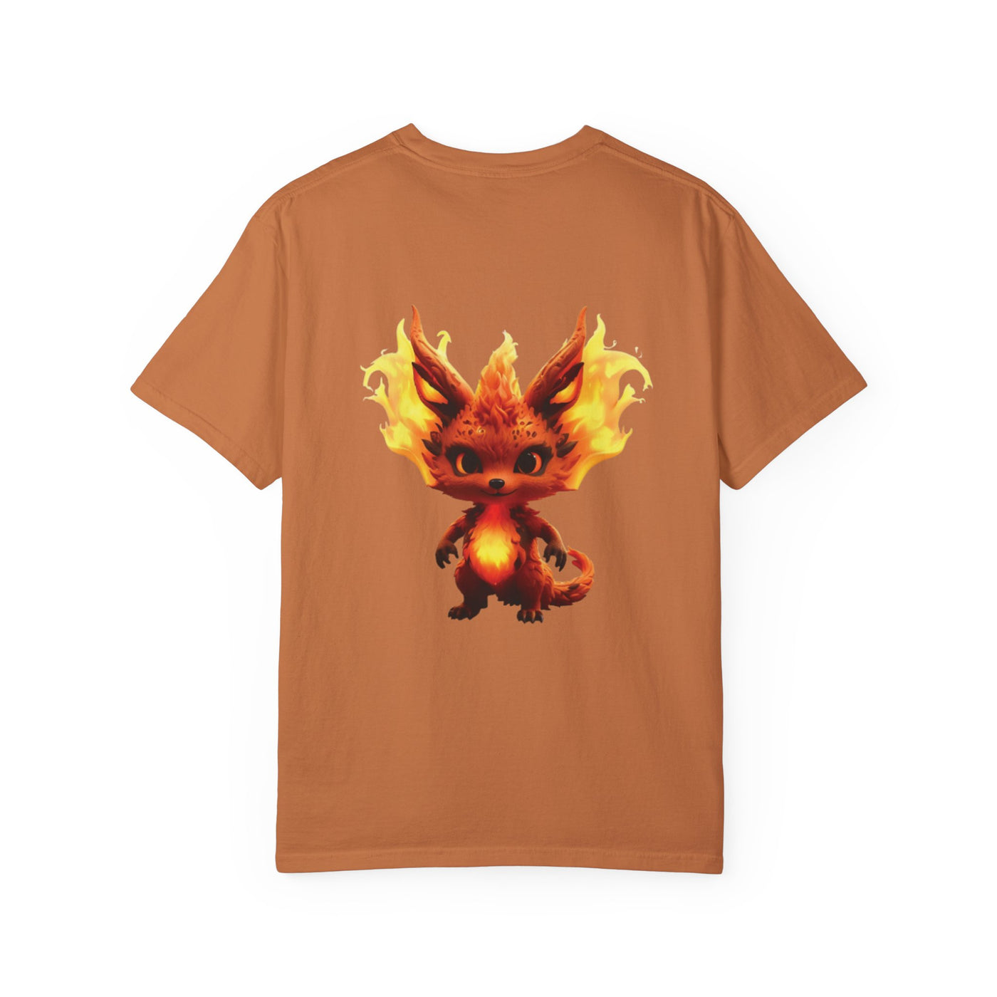 Unisex Garment-Dyed T-Shirt with Fiery Fantasy Creature Design