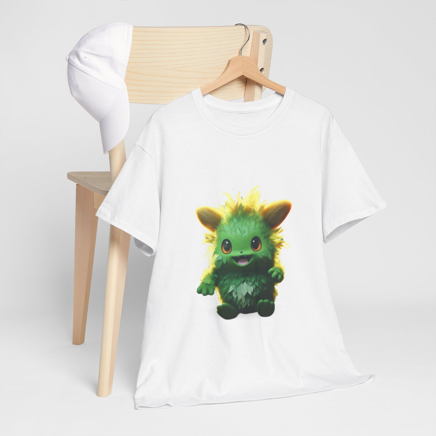 Cute Green Creature Unisex Heavy Cotton Tee | Fun Graphic Tee for Kids & Young Adults