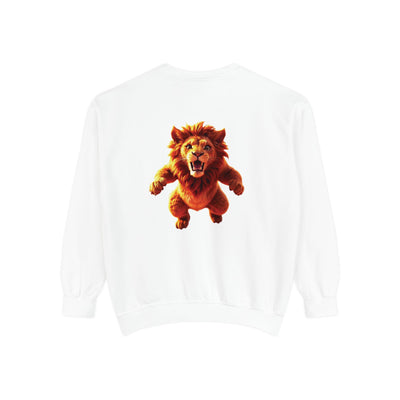 Playful Lion Graphic Unisex Sweatshirt - Garment-Dyed Comfort