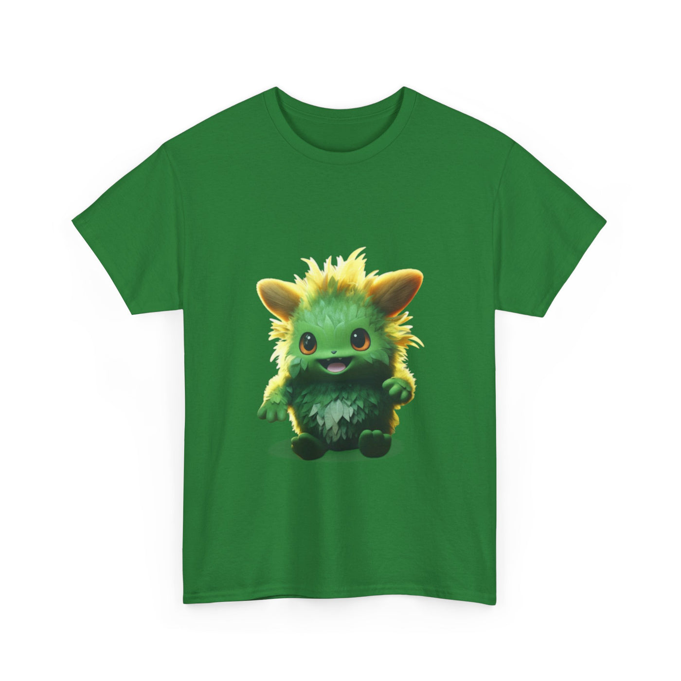 Cute Green Creature Unisex Heavy Cotton Tee | Fun Graphic Tee for Kids & Young Adults