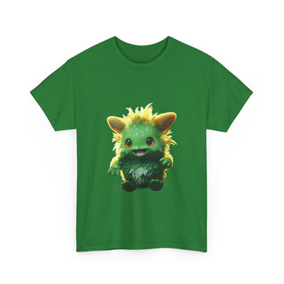 Cute Green Creature Unisex Heavy Cotton Tee | Fun Graphic Tee for Kids & Young Adults