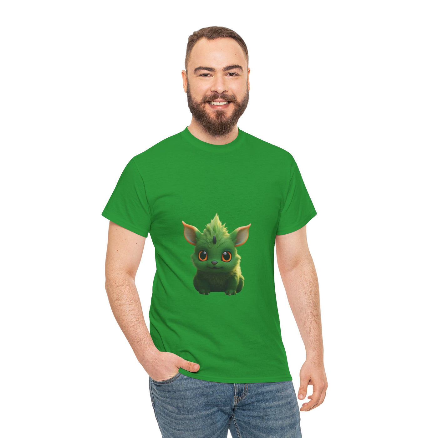 Cute Green Creature Unisex Heavy Cotton Tee