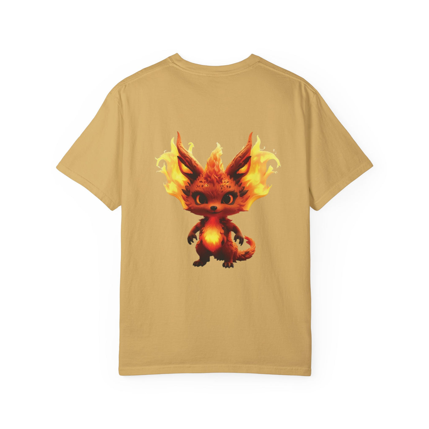 Unisex Garment-Dyed T-Shirt with Fiery Fantasy Creature Design