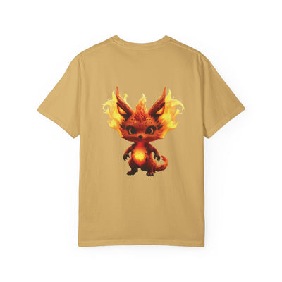 Unisex Garment-Dyed T-Shirt with Fiery Fantasy Creature Design