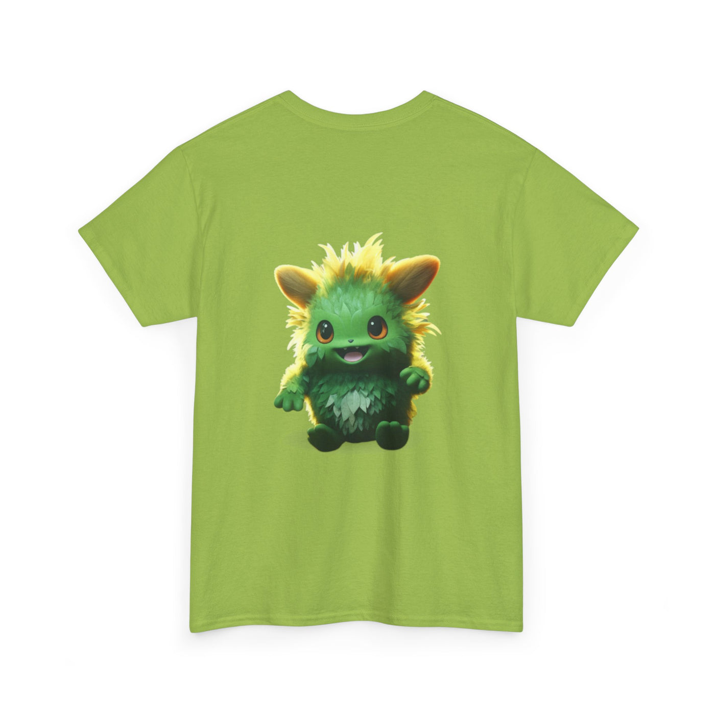 Cute Green Creature Unisex Heavy Cotton Tee | Fun Graphic Tee for Kids & Young Adults