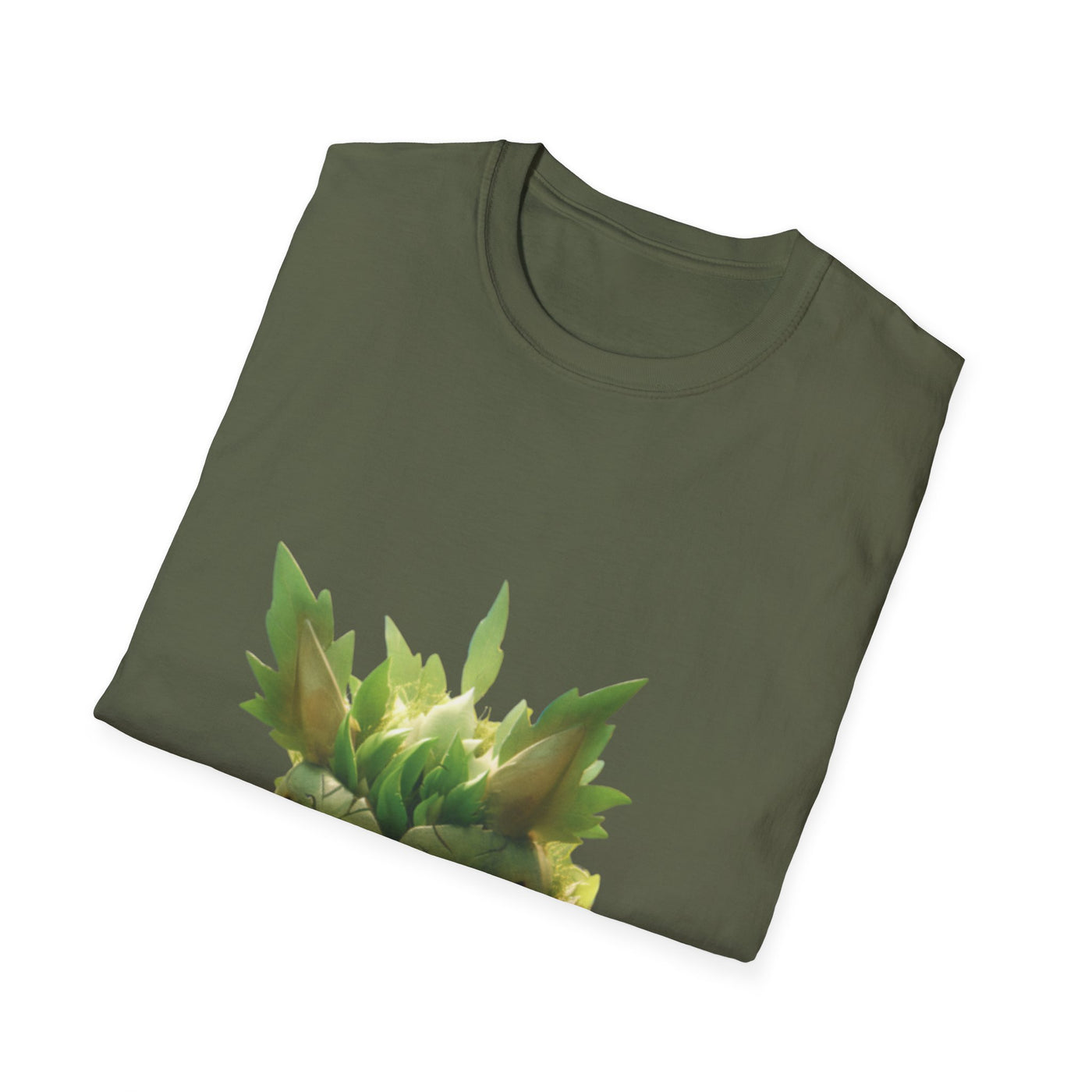 Cute Nature-Inspired Unisex Softstyle T-Shirt with Leaf Monster Design