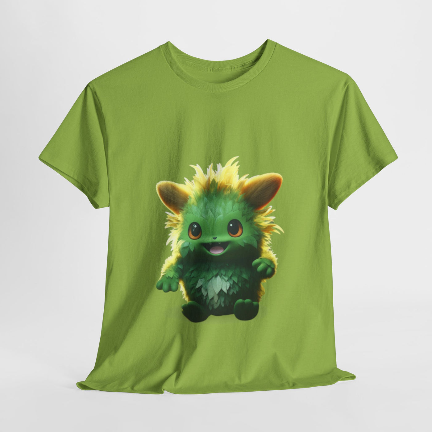 Cute Green Creature Unisex Heavy Cotton Tee | Fun Graphic Tee for Kids & Young Adults