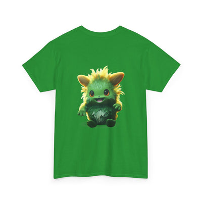 Cute Green Creature Unisex Heavy Cotton Tee | Fun Graphic Tee for Kids & Young Adults