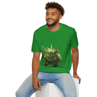 Cute Nature-Inspired Unisex Softstyle T-Shirt with Leaf Monster Design