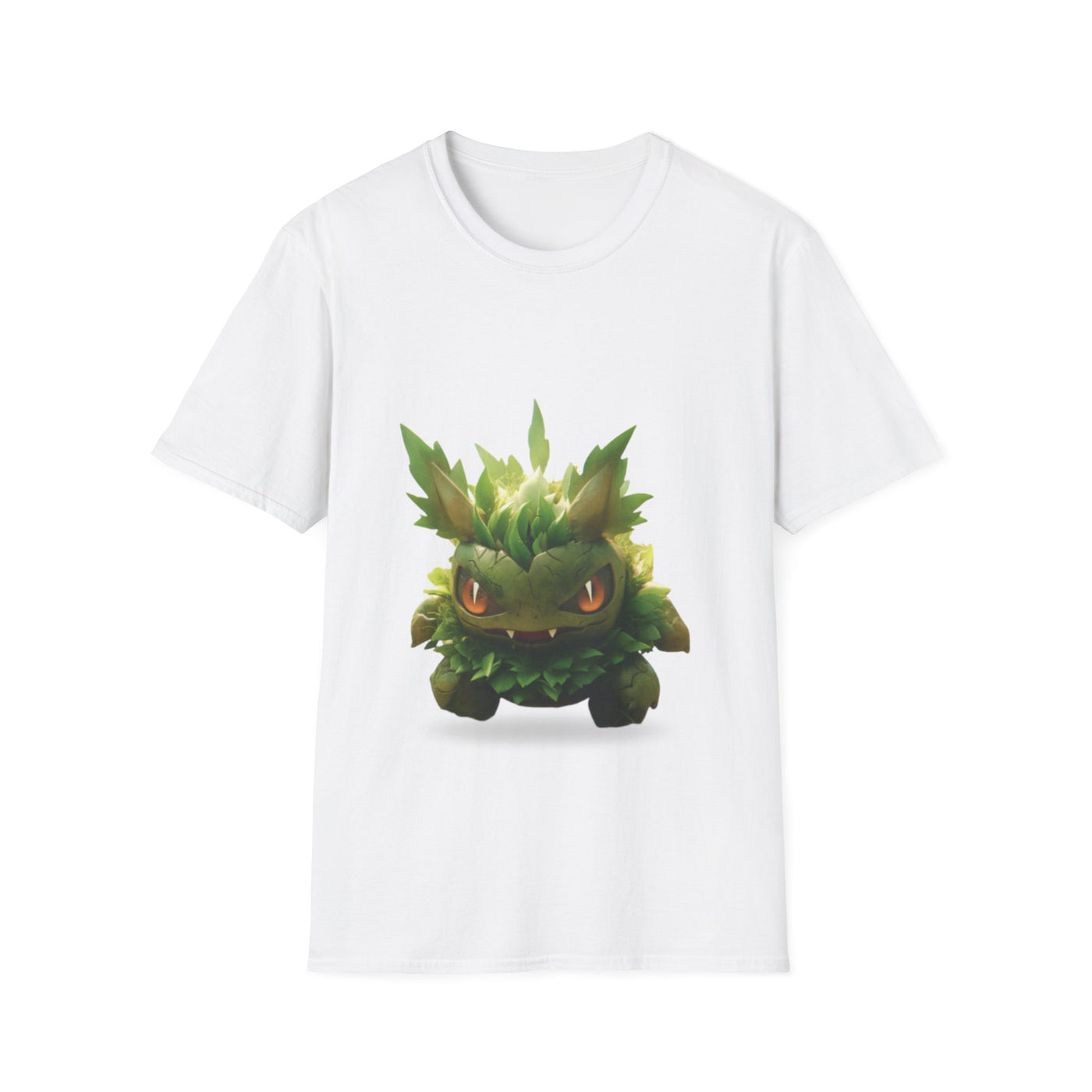Cute Nature-Inspired Unisex Softstyle T-Shirt with Leaf Monster Design