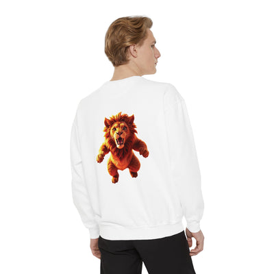 Playful Lion Graphic Unisex Sweatshirt - Garment-Dyed Comfort