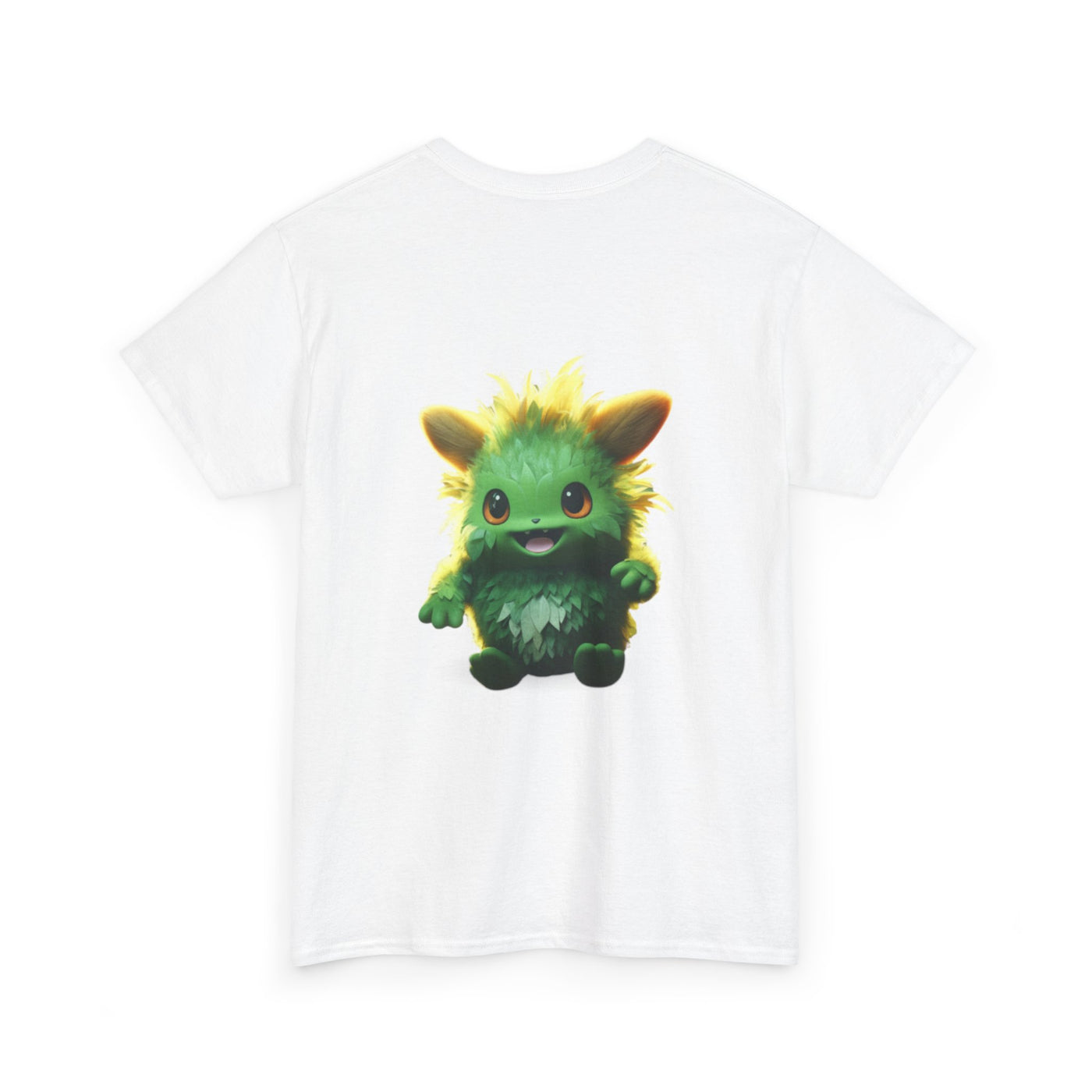 Cute Green Creature Unisex Heavy Cotton Tee | Fun Graphic Tee for Kids & Young Adults