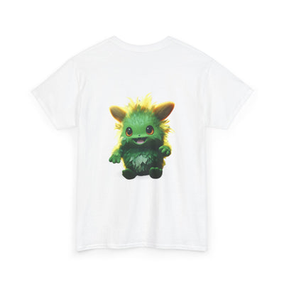 Cute Green Creature Unisex Heavy Cotton Tee | Fun Graphic Tee for Kids & Young Adults
