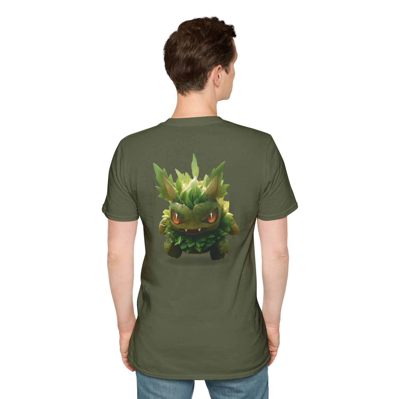 Cute Nature-Inspired Unisex Softstyle T-Shirt with Leaf Monster Design