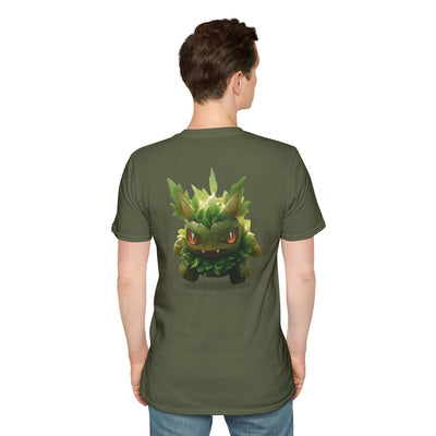 Cute Nature-Inspired Unisex Softstyle T-Shirt with Leaf Monster Design