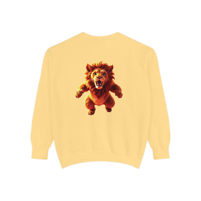 Playful Lion Graphic Unisex Sweatshirt - Garment-Dyed Comfort