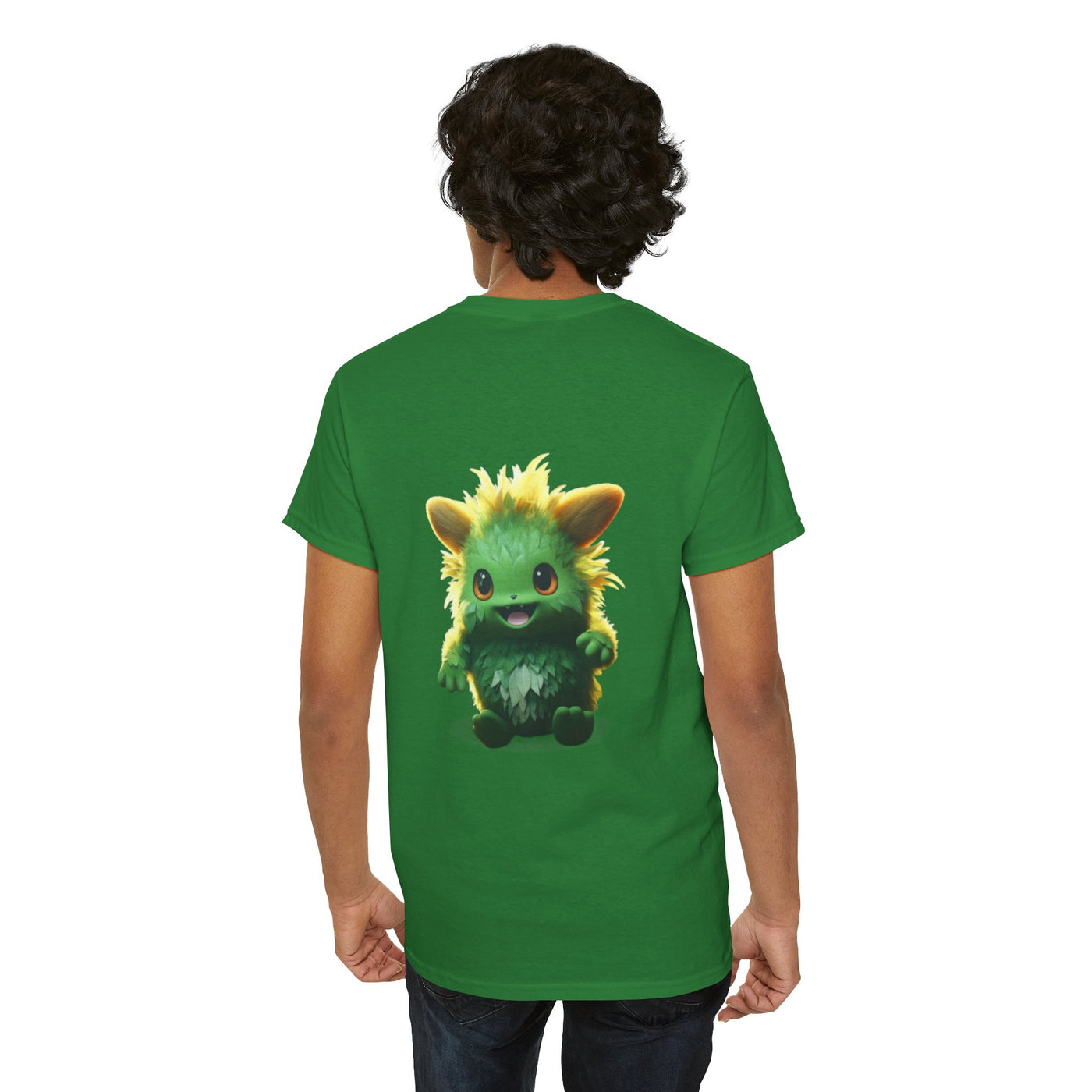 Cute Green Creature Unisex Heavy Cotton Tee | Fun Graphic Tee for Kids & Young Adults