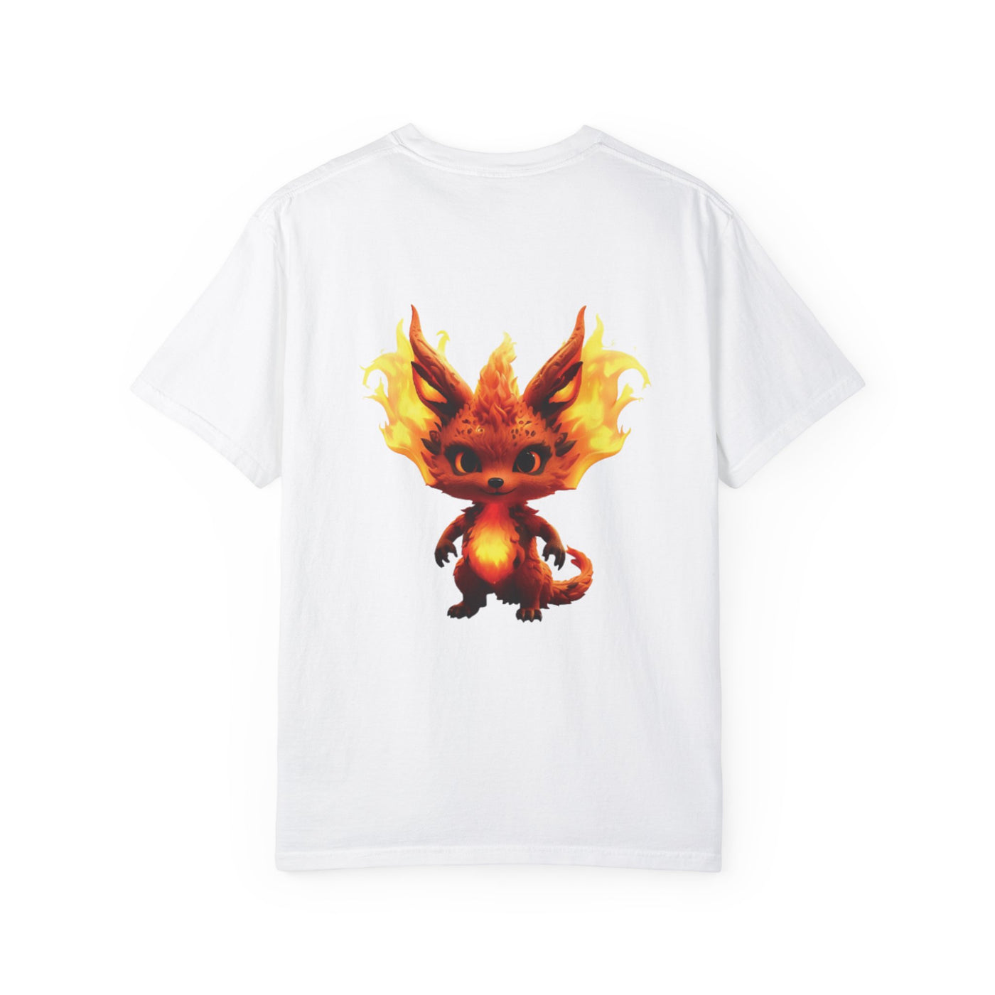 Unisex Garment-Dyed T-Shirt with Fiery Fantasy Creature Design