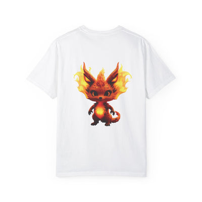 Unisex Garment-Dyed T-Shirt with Fiery Fantasy Creature Design