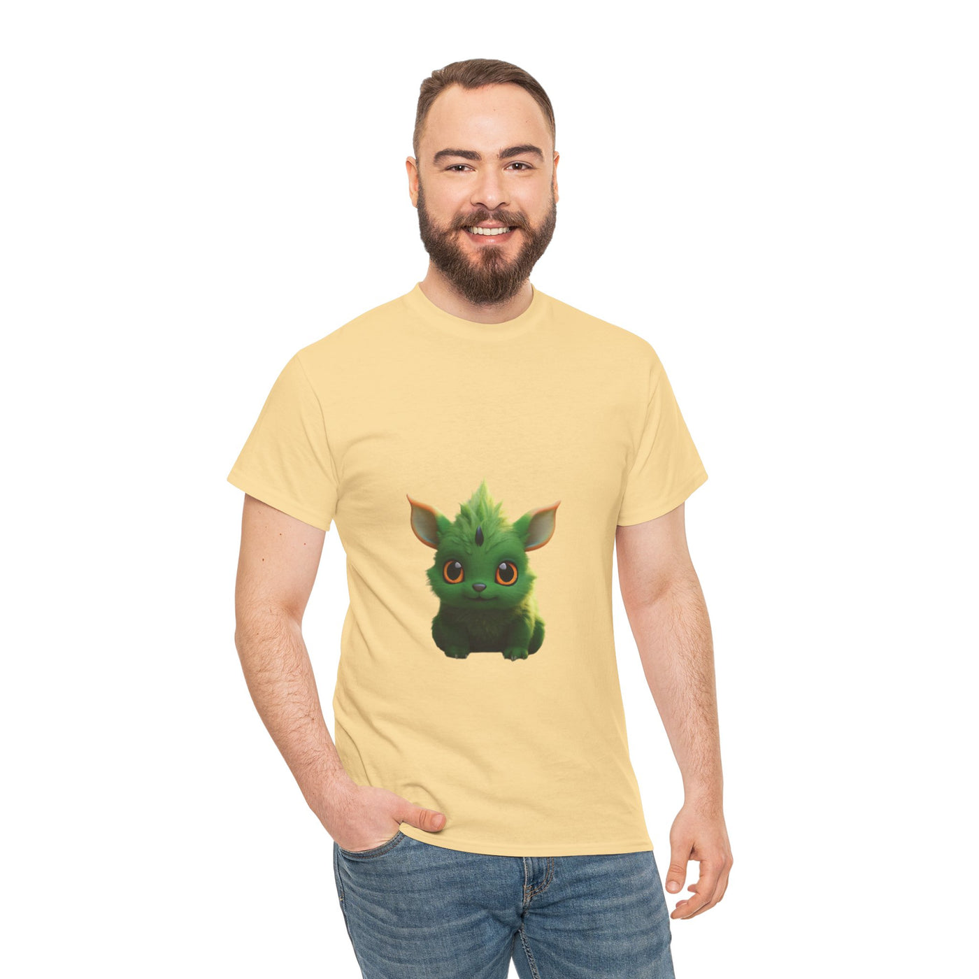 Cute Green Creature Unisex Heavy Cotton Tee