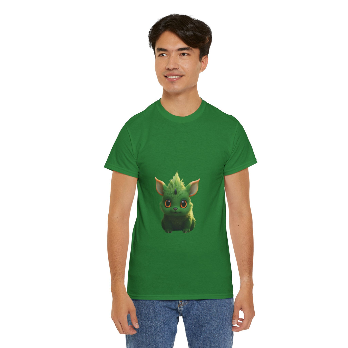 Cute Green Creature Unisex Heavy Cotton Tee
