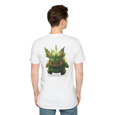 Cute Nature-Inspired Unisex Softstyle T-Shirt with Leaf Monster Design
