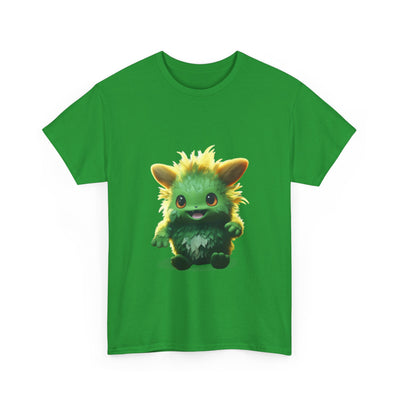 Cute Green Creature Unisex Heavy Cotton Tee | Fun Graphic Tee for Kids & Young Adults