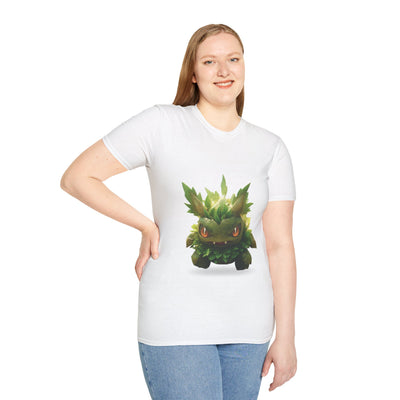 Cute Nature-Inspired Unisex Softstyle T-Shirt with Leaf Monster Design