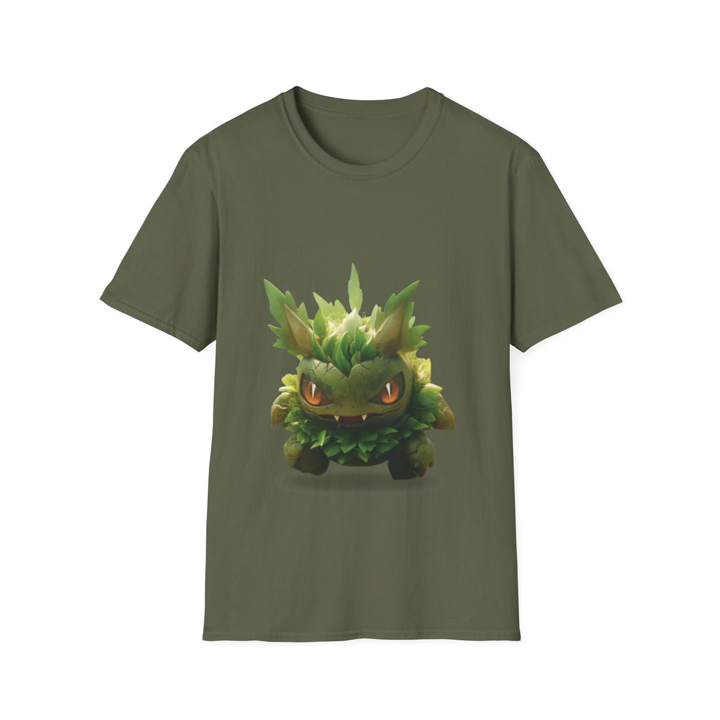Cute Nature-Inspired Unisex Softstyle T-Shirt with Leaf Monster Design