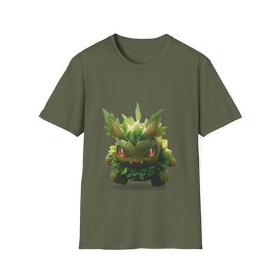 Cute Nature-Inspired Unisex Softstyle T-Shirt with Leaf Monster Design
