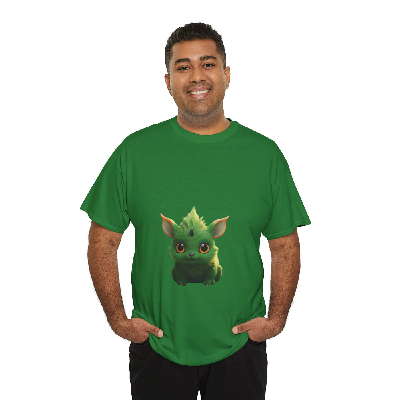 Cute Green Creature Unisex Heavy Cotton Tee