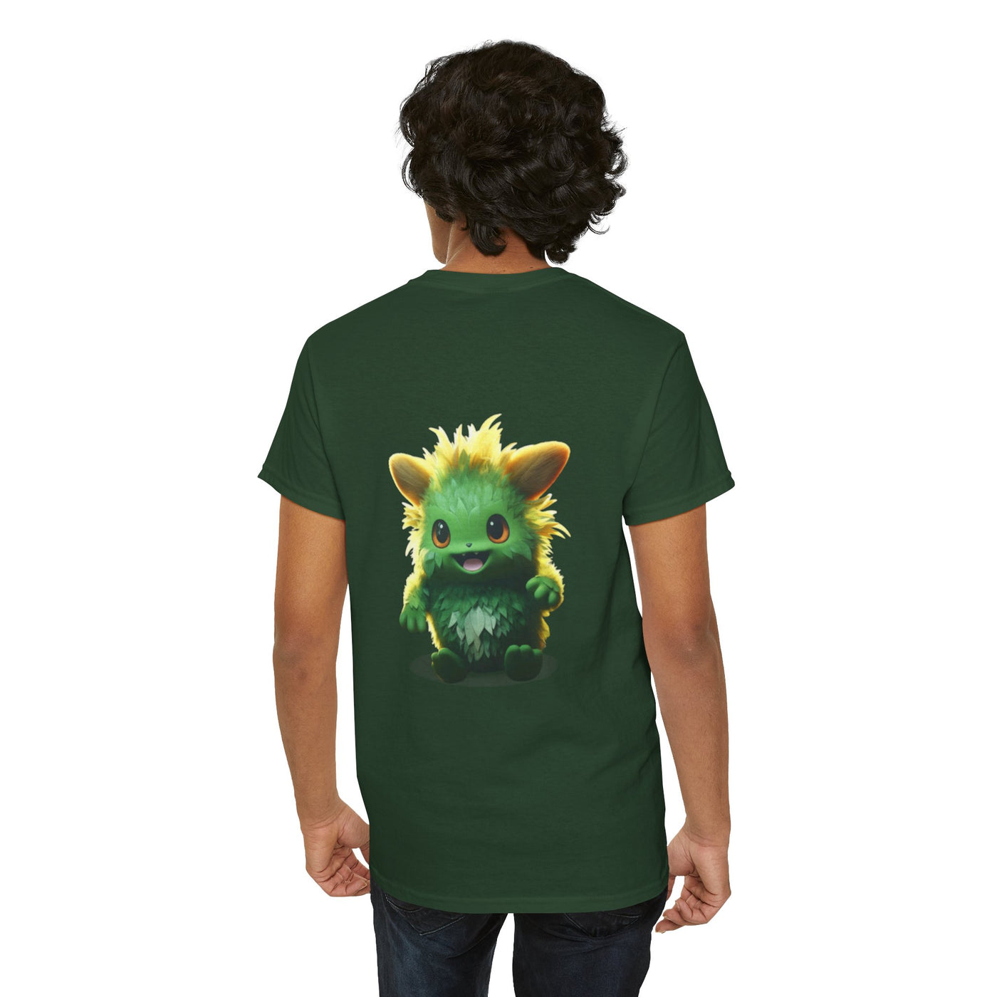 Cute Green Creature Unisex Heavy Cotton Tee | Fun Graphic Tee for Kids & Young Adults