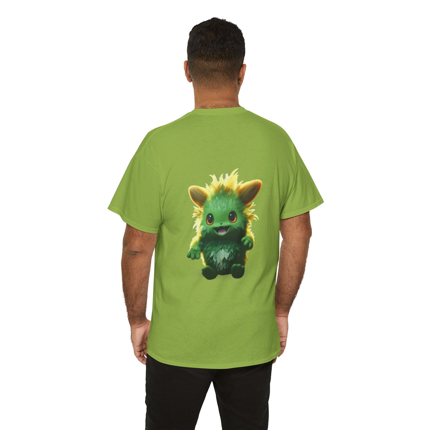 Cute Green Creature Unisex Heavy Cotton Tee | Fun Graphic Tee for Kids & Young Adults