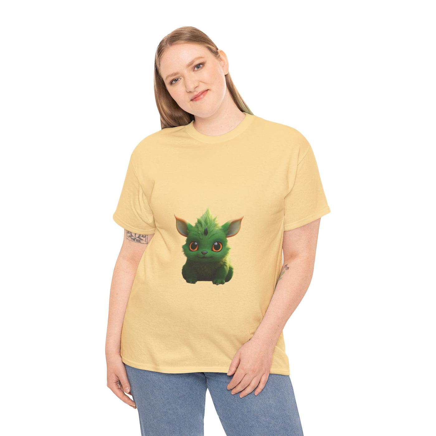 Cute Green Creature Unisex Heavy Cotton Tee